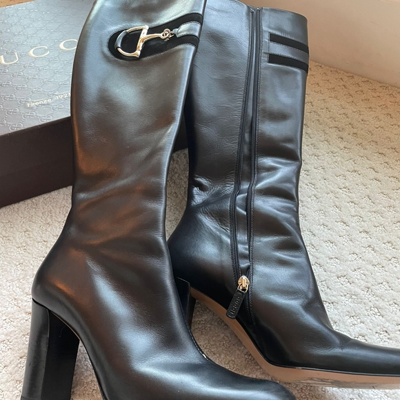 Gucci Black Heeled Boots with Silver Hardware - Picture 3 of 5